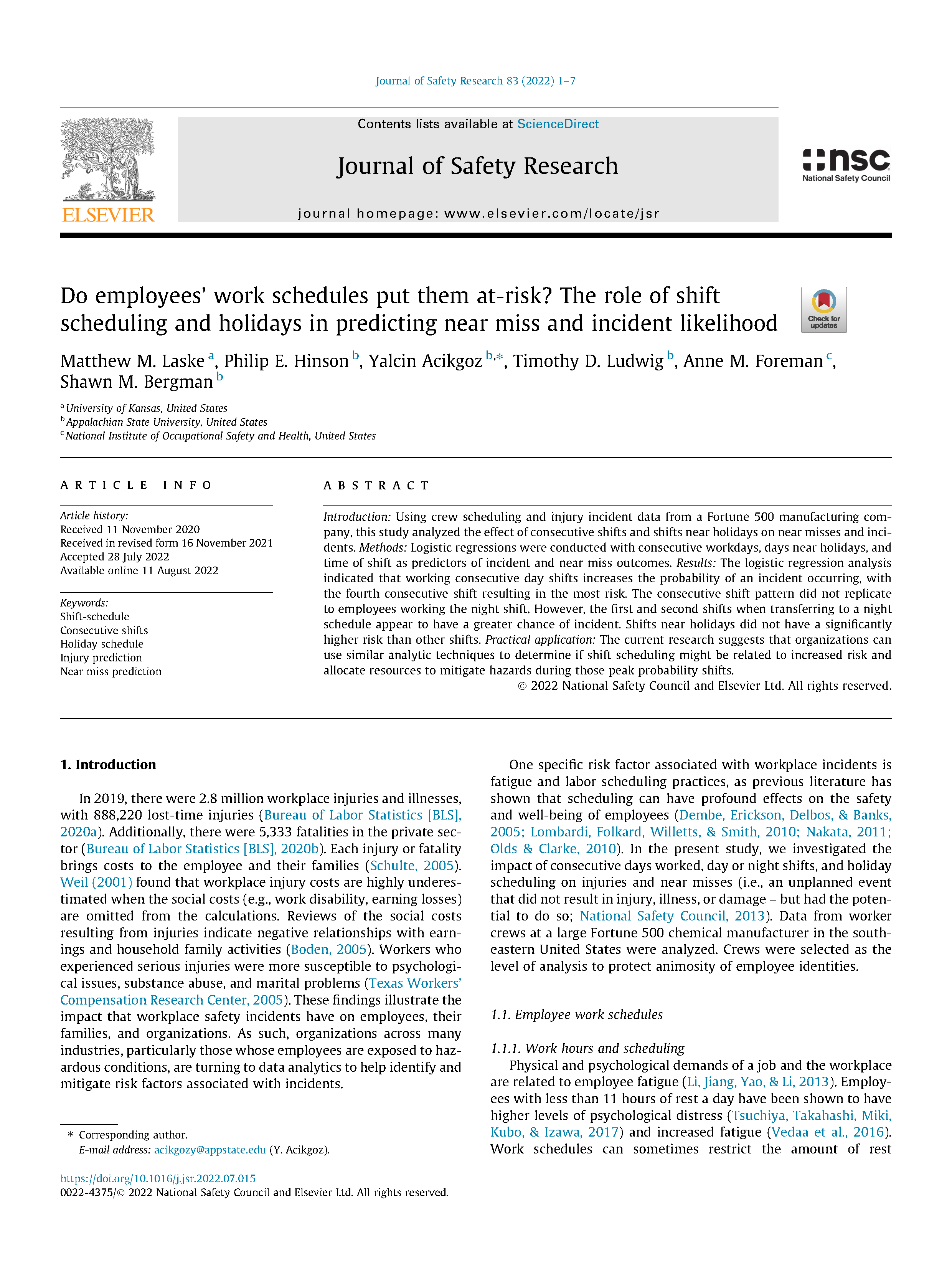 Do employees work schedules put them at-risk