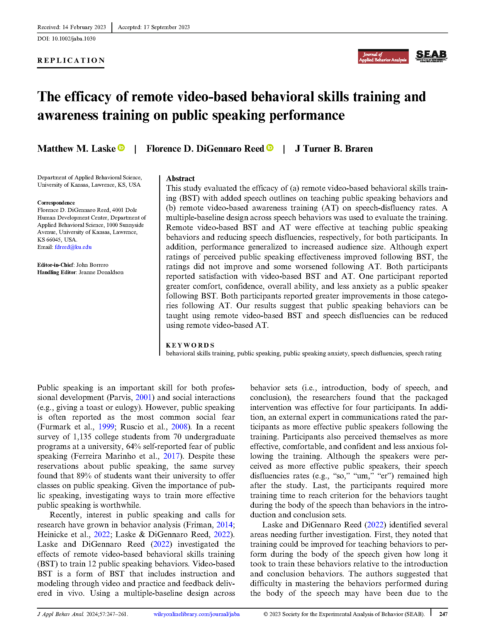 Efficacy of remote video-based BST and awareness training